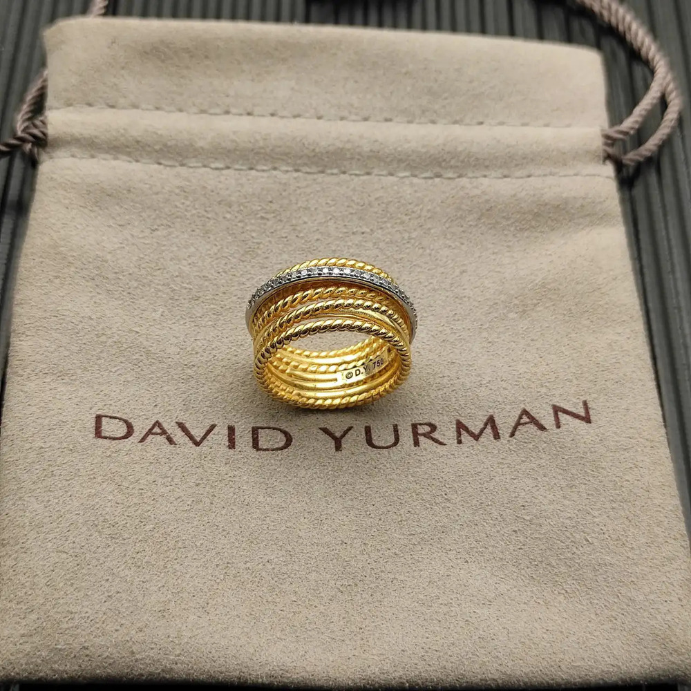 David Yurman Gold Thread Ring with Diamonds